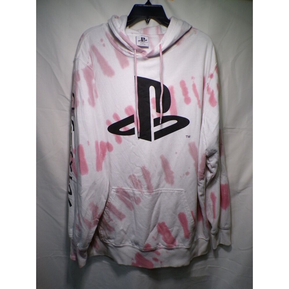 PlayStation Men's Tie Dye Hoodie XL Pink Purple Graphic Pullover
